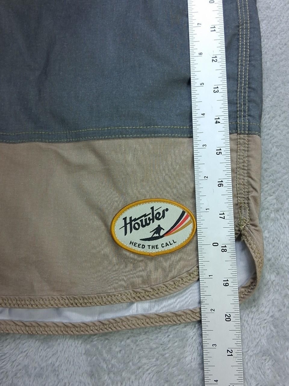 Men's Two-Tone Khaki and Blue Performance Shorts - Picture 4 of 9